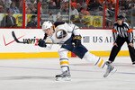 PHILADELPHIA - OCTOBER 26:  Tyler Myers #57 of the Buffalo Sabres scores a third period power play goal against the Philadelphia Flyers on October 26, 2010 at Wells Fargo Center in Philadelphia, Pennsylvania. The Flyers defeated the Sabres 6-3.  (Photo by Jim McIsaac/Getty Images)