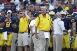 ANN ARBOR, MI - SEPTEMBER 5:  Defensive coordinator Greg Robinson of the Michigan Wolverines looks on during the game against the Western Michigan Broncos on September 5, 2009 at Michigan Stadium in Ann Arbor, Michigan. (Photo by Gregory Shamus/Getty Images)