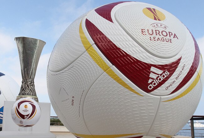 MONACO - AUGUST 26:  Adidas balls on show alongside the three main European club trophies, the Champions League, Europa League and Super Cup during the UEFA Champions League Group Stage draw at the Grimaldi Forum on August 26, 2010 in Monaco, Monaco.  (Photo by Michael Steele/Getty Images)