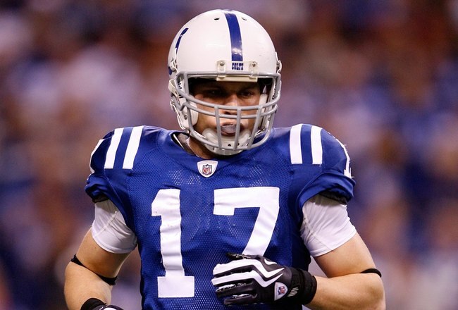 INDIANAPOLIS - DECEMBER 27:  Austin Collie #17 of the Indianapolis Colts jogs on the field during the NFL game against the New York Jets at Lucas Oil Stadium on December 27, 2009 in Indianapolis, Indiana.  (Photo by Andy Lyons/Getty Images)