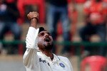BANGALORE, INDIA - OCTOBER 12:  Harbhajan Singh of India celebrates capturing the wicket of Marcus North during day four of the Second Test match between India and Australia at M.Chinnaswamy Stadium on October 12, 2010 in Bangalore, India.  (Photo by Pal Pillai/Getty Images)