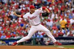 PHILADELPHIA - OCTOBER 06:  Roy Halladay #34 of the Philadelphia Phillies pitches during his no-hitter in Game 1 of the NLDS against the Cincinnati Reds at Citizens Bank Park on October 6, 2010 in Philadelphia, Pennsylvania.The Phillies defeated the Reds 4-0.  (Photo by Chris Trotman/Getty Images)