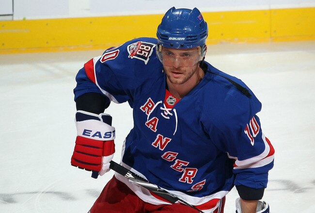 UNIONDALE, NY - OCTOBER 11:  Marian Gaborik #10 of the New York Rangers skates against the New York Islanders the Nassau Coliseum on October 11, 2010 in Uniondale, New York.  (Photo by Bruce Bennett/Getty Images)