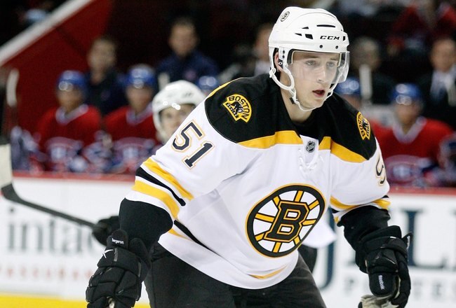 MONTREAL- SEPTEMBER 22:  Ryan Spooner #51 of the Boston Bruins skates during an NHL pre-season game against the Montreal Canadiens at the Bell Centre on September 22, 2010 in Montreal, Quebec, Canada.  The Bruins defeated the Canadiens 4-2.  (Photo by Richard Wolowicz/Getty Images)