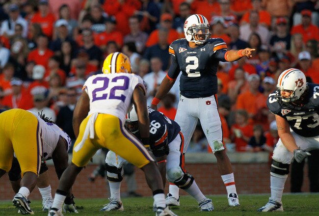 AUBURN, AL - OCTOBER 23:  Quarterback Cameron Newton #2 of the Auburn Tigers against the LSU Tigers at Jordan-Hare Stadium on October 23, 2010 in Auburn, Alabama.  (Photo by Kevin C. Cox/Getty Images)
