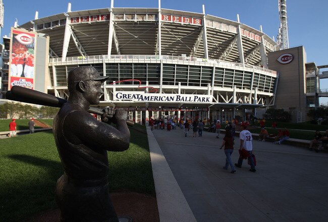 CINCINNATI - OCTOBER 10: A general view of Great American Ball Park before the Philadelphia Phillies take on the Cincinnati Reds in game 3 of the NLDS at on October 10, 2010 in Cincinnati, Ohio. The Phillies defeated the Red 2-0. (Photo by Jonathan Daniel/Getty Images)
