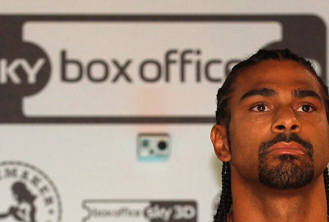 MANCHESTER, ENGLAND - NOVEMBER 12:  David Haye stands on the scales at the official weigh-in at The Lowry Theatre on November 12, 2010 in Manchester, England.  (Photo by Alex Livesey/Getty Images)