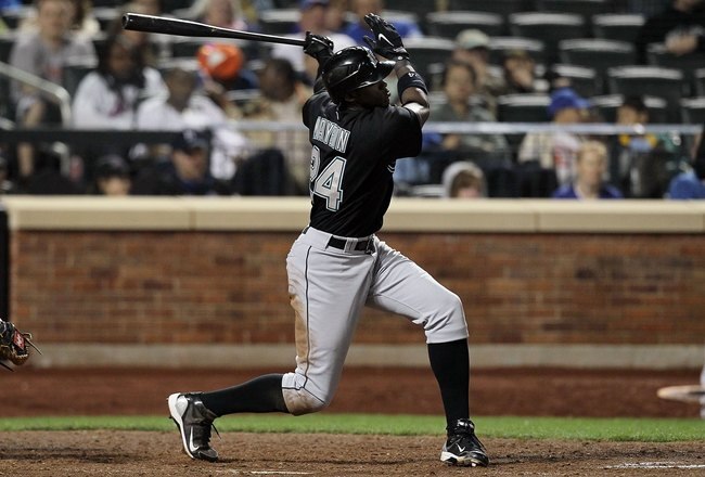 NEW YORK - APRIL 08:  Cameron Maybin #24 of the Florida Marlins bats against the New York Mets on April 8, 2010 at Citi Field in the Flushing neighborhood of the Queens borough of New York City.  (Photo by Jim McIsaac/Getty Images)