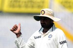 MOHALI, INDIA - OCTOBER 02:  Indian cricketer Harbhajan Singh gestures towards the crowd  during day two of the First Test match between India and Australia at Punjab Cricket Association Stadium on October 2, 2010 in Mohali, India.  (Photo by Pal Pillai/Getty Images)