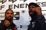 MANCHESTER, ENGLAND - NOVEMBER 10:  David Haye and Audley Harrison go head to head during a press conference ahead of their WBA Heavyweight Title fight at the Radisson Hotel on November 10, 2010 in Manchester, England.  (Photo by Alex Livesey/Getty Images)