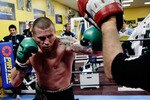 SYDNEY, AUSTRALIA - JULY 05: IBO cruiserweight world boxing champion Danny Green takes part in a sparring session ahead of his July 21 bout with Paul Briggs, at Parramatta Stadium on July 5, 2010 in Sydney, Australia. (Photo by Brendon Thorne/Getty Images)