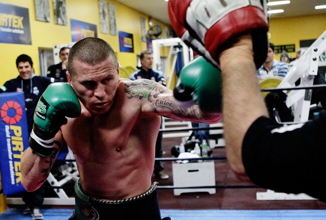 SYDNEY, AUSTRALIA - JULY 05: IBO cruiserweight world boxing champion Danny Green takes part in a sparring session ahead of his July 21 bout with Paul Briggs, at Parramatta Stadium on July 5, 2010 in Sydney, Australia. (Photo by Brendon Thorne/Getty Images)