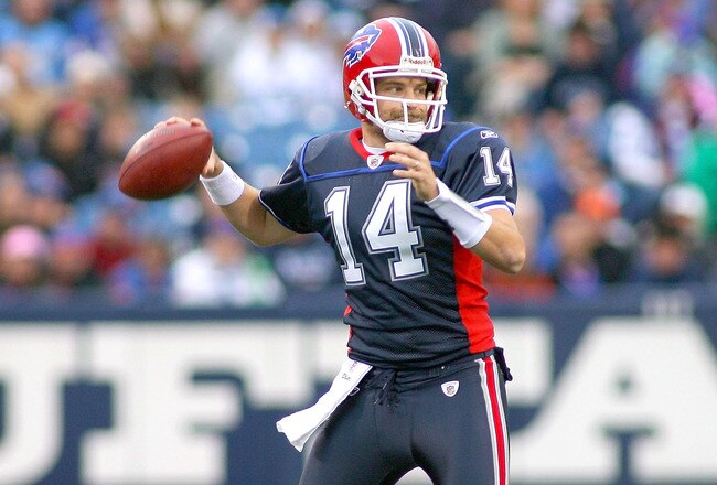 ORCHARD PARK, NY - NOVEMBER 14: Ryan Fitzpatrick  #14 of the Buffalo Bills readies to through a pass against the Detroit Lions at Ralph Wilson Stadium on November 14, 2010 in Orchard Park, New York.  (Photo by Rick Stewart/Getty Images)