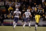 PITTSBURGH - JANUARY 23:  Rodney Harrison #37 of the New England Patriots returns an interception for a touchdown in the second quarter of the AFC championship game against the Pittsburgh Steelers at Heinz Field on January 23, 2005 in Pittsburgh, Pennsylvania.  (Photo by Al Bello/Getty Images)