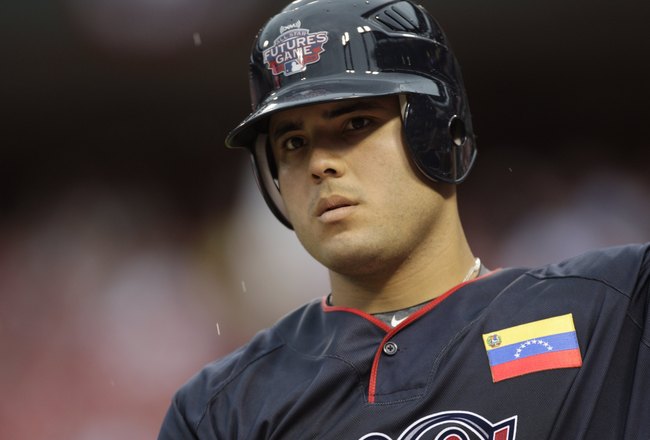 ST. LOUIS, MO - JULY 12:  World Futures All-Star Jesus Montero of the New York Yankees looks on during the 2009 XM All-Star Futures Game at Busch Stadium on July 12, 2009 in St. Louis, Missouri. (Photo by Jamie Squire/Getty Images)