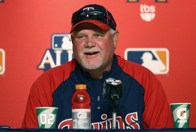 NEW YORK - OCTOBER 08:  Manager Ron Gardenhire of the Minnesota Twins answers questions at a press conference prior to game three, to take place on October 9, of the America League Division Series against the New York Yankees at Yankee Stadium on October 8, 2010 in the Bronx borough of New York City. The Yankees currently lead the series 2-0.  (Photo by Andrew Burton/Getty Images)