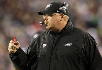PHILADELPHIA - NOVEMBER 07: Head coach Andy Reid of the Philadelphia Eagles looks on against the Indianapolis Colts on November 7, 2010 at Lincoln Financial Field in Philadelphia, Pennsylvania. (Photo by Jim McIsaac/Getty Images)