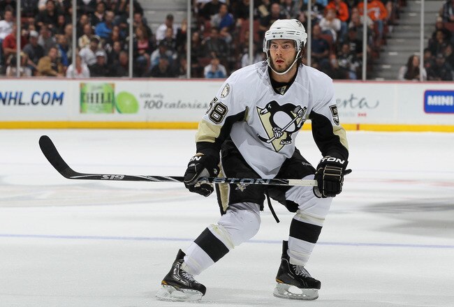 ANAHEIM, CA - NOVEMBER 05:  Kris Letang #58 of the Pittsburgh Penguins skates against the Anaheim Ducks at the Honda Center on November 5, 2010 in Anaheim, California.  (Photo by Jeff Gross/Getty Images)