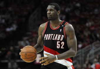 HOUSTON - APRIL 24:  Center Greg Oden #52 of the Portland Trail Blazers during play against the Houston Rockets in Game Three of the Western Conference Quarterfinals during the 2009 NBA Playoffs at Toyota Center on April 24, 2009 in Houston, Texas. NOTE TO USER: User expressly acknowledges and agrees that, by downloading and or using this photograph, User is consenting to the terms and conditions of the Getty Images License Agreement.  (Photo by Ronald Martinez/Getty Images)