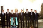 LONDON, ENGLAND - NOVEMBER 19:   (L-R) Andy Roddick of USA, Tomas Berdych of Czech Republic, Novak Djokovic of Serbia, Rafael Nadal of Spain, Roger Federer of Switzerland, Robert Soderling of Sweden, Andy Murray of Scotland and David Ferrer of Spain pose during the Barclays ATP World Tour Finals - Media Day at the County Hall Marriot Hotel on November 19, 2010 in London, England.  (Photo by Jan Kruger/Getty Images)
