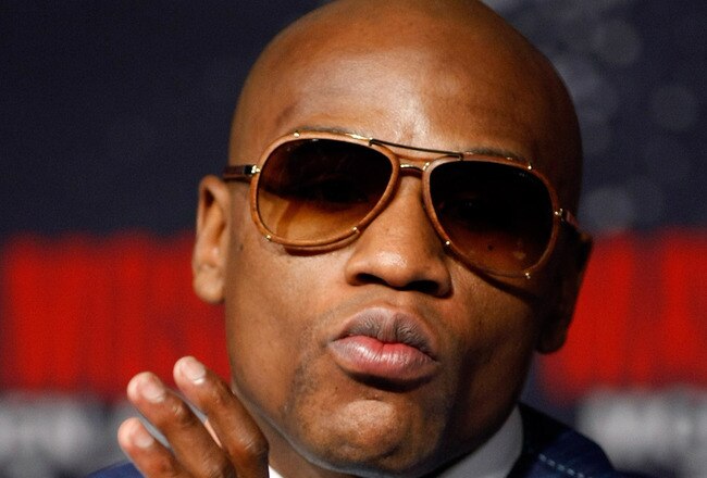 LAS VEGAS - APRIL 28:  Boxer Floyd Mayweather Jr. appears during the final news conference for his bout against Shane Mosley at the MGM Grand Hotel/Casino April 28, 2010 in Las Vegas, Nevada. Mayweather and Mosley will meet in a 12-round welterweight bout on May 1, 2010 in Las Vegas.  (Photo by Ethan Miller/Getty Images)