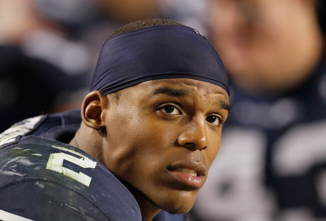 AUBURN, AL - NOVEMBER 13:  Quarterback Cameron Newton #2 of the Auburn Tigers watches the jumbotron against the Georgia Bulldogs at Jordan-Hare Stadium on November 13, 2010 in Auburn, Alabama.  (Photo by Kevin C. Cox/Getty Images)