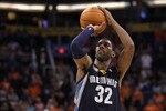 PHOENIX - NOVEMBER 05:  O.J. Mayo #32 of the Memphis Grizzlies shoots a free throw shot during the NBA game against the Phoenix Suns at US Airways Center on November 5, 2010 in Phoenix, Arizona. NOTE TO USER: User expressly acknowledges and agrees that, by downloading and or using this photograph, User is consenting to the terms and conditions of the Getty Images License Agreement.  (Photo by Christian Petersen/Getty Images)