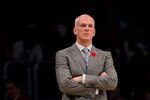 LOS ANGELES - NOVEMBER 5:  Head coach Jay Triano of the Toronto Raptors looks on during the game with the Los Angeles Lakers at Staples Center on November 5, 2010 in Los Angeles, California.   NOTE TO USER: User expressly acknowledges and agrees that, by downloading and or using this photograph, User is consenting to the terms and conditions of the Getty Images License Agreement. (Photo by Stephen Dunn/Getty Images)