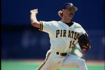 1989:  PITTSBURGH PIRATES PITCHER DOUG DRABEK COCKS HIS ARM BACK TO PITCH DURING THE PIRATES GAME AT THREE RIVERS STADIUM IN PITTSBURGH, PENNSYLVANIA.