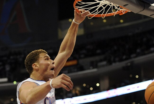 LOS ANGELES, CA - OCTOBER 27:  Blake Griffin #32 of the Los Angeles Clippers dunks during the first half against the Portland Trail Blazers at Staples Center on October 27, 2010 in Los Angeles, California. NOTE TO USER: User expressly acknowledges and agrees that, by downloading and or using this photograph, User is consenting to the terms and conditions of the Getty Images License Agreement.  (Photo by Harry How/Getty Images)