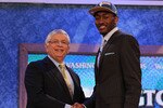 NEW YORK - JUNE 24:  John Wall of Kentucky stands with NBA Commisioner David Stern after being drafted with the first pick by the Washington Wizards at Madison Square Garden on June 24, 2010 in New York City.  NOTE TO USER: User expressly acknowledges and agrees that, by downloading and or using this photograph, User is consenting to the terms and conditions of the Getty Images License Agreement. (Photo by Al Bello/Getty Images)