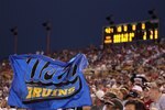 OMAHA, NE - JUNE 29:  Fans of the UCLA Bruins hold up a flag during game 2 of the men's 2010 NCAA College Baseball World Series against the South Carolina Gamecocks at Rosenblatt Stadium on June 29, 2010 in Omaha, Nebraska.  The Gamecocks defeated the Bruins 2-1 in eleven innings to win the National Championship.   (Photo by Christian Petersen/Getty Images)
