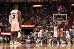 MIAMI, FL - NOVEMBER 29:  Dwyane Wade #3 of the Miami Heat looks on during a foul shot during a game against the Washington Wizards at American Airlines Arena on November 29, 2010 in Miami, Florida. NOTE TO USER: User expressly acknowledges and agrees that, by downloading and/or using this Photograph, User is consenting to the terms and conditions of the Getty Images License Agreement.  (Photo by Mike Ehrmann/Getty Images)
