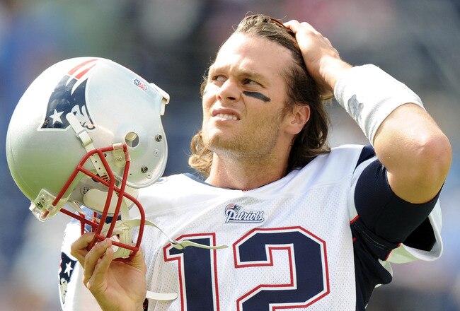 SAN DIEGO - OCTOBER 24:  Tom Brady #12 of the New England Patriots during warm up against the San Diego Chargers at Qualcomm Stadium on October 24, 2010 in San Diego, California.  (Photo by Harry How/Getty Images)