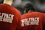 GREENSBORO, NC - MARCH 13:  Members of the North Carolina State Wolfpack stand during a timeout against the Georgia Tech Yellow Jackets in their semifinal game in the 2010 ACC Men's Basketball Tournament at the Greensboro Coliseum on on March 13, 2010 in Greensboro, North Carolina.  (Photo by Jeff Zelevansky/Getty Images)