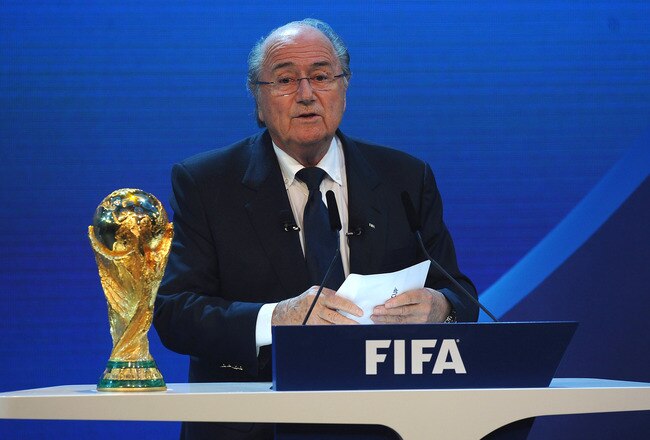 ZURICH, SWITZERLAND - DECEMBER 02:  FIFA President Joseph S Blatter speaks duirng the FIFA World Cup 2018 & 2022 Host Countries Announcement at the Messe Conference Centre on December 2, 2010 in Zurich, Switzerland.  (Photo by Laurence Griffiths/Getty Images)