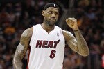 CLEVELAND, OH - DECEMBER 02:  LeBron James #6 of the Miami Heat reacts while playing the Cleveland Cavaliers at Quicken Loans Arena on December 2, 2010 in Cleveland, Ohio. NOTE TO USER: User expressly acknowledges and agrees that, by downloading and or using this photograph, User is consenting to the terms and conditions of the Getty Images License Agreement.  (Photo by Gregory Shamus/Getty Images)