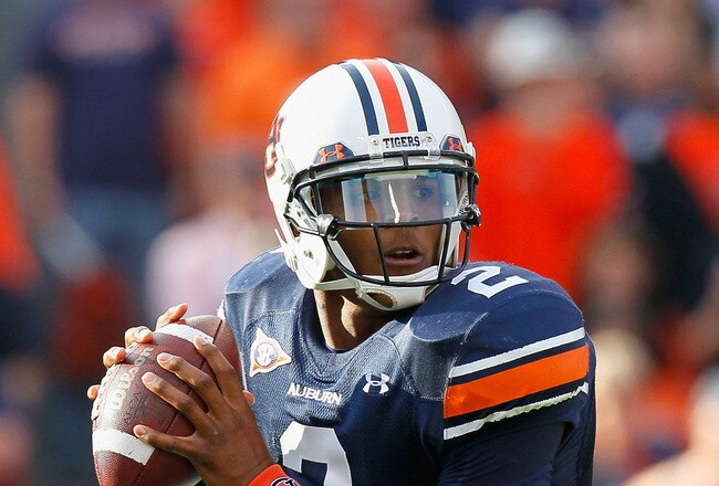 AUBURN, AL - NOVEMBER 13:  Quarterback Cameron Newton #2 of the Auburn Tigers rolls out of the pocket against the Georgia Bulldogs at Jordan-Hare Stadium on November 13, 2010 in Auburn, Alabama.  (Photo by Kevin C. Cox/Getty Images)