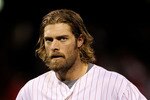 PHILADELPHIA - OCTOBER 23:  Jayson Werth #28 of the Philadelphia Phillies looks on against the San Francisco Giants in Game Six of the NLCS during the 2010 MLB Playoffs at Citizens Bank Park on October 23, 2010 in Philadelphia, Pennsylvania.  (Photo by Doug Pensinger/Getty Images)