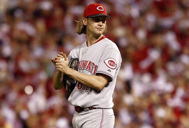 PHILADELPHIA - OCTOBER 08:  Bronson Arroyo #61 of the Cincinnati Reds walks to the mound in Game 2 of the NLDS against the Philadelphia Phillies at Citizens Bank Park on October 8, 2010 in Philadelphia, Pennsylvania.  (Photo by Jeff Zelevansky/Getty Images)