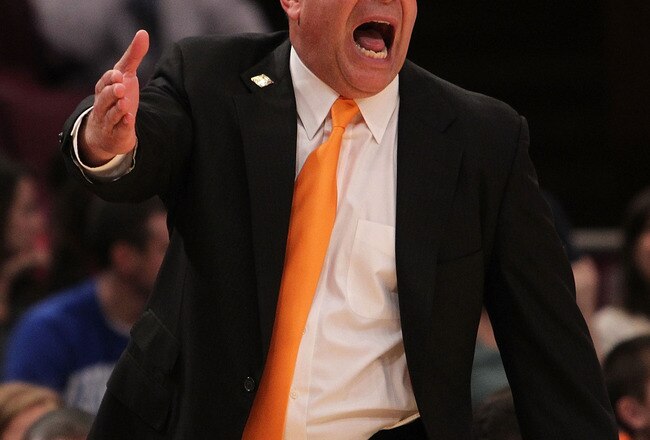 NEW YORK - NOVEMBER 24:  Head coach of the Tennessee Volunteers, Bruce Pearl looks on from the sideline against the Virginia Commonwealth Rams during their preseason NIT semifinal at Madison Square Garden on November 24, 2010 in New York City.  (Photo by Nick Laham/Getty Images)