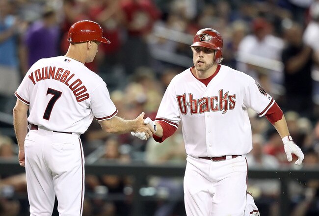 PHOENIX - AUGUST 30:  Mark Reynolds #27 of the Arizona Diamondbacks rounds the bases after hitting a 2 run home run against the San Diego Padres during the first inning of the Major League Baseball game at Chase Field on August 30, 2010 in Phoenix, Arizona. The Diamondbacks defeated the Padres 7-2.  (Photo by Christian Petersen/Getty Images)