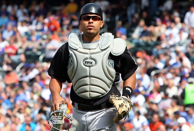 NEW YORK - APRIL 29:  Ronny Paulino #29 of the Florida Marlins looks on against the New York Mets on April 29, 2009 at Citi Field in the Flushing neighborhood of the Queens borough of New York City. The Marlins defeated the Mets 4-3.  (Photo by Jim McIsaac/Getty Images)