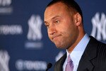 TAMPA, FL - DECEMBER 07:   Shortstop Derek Jeter of the New York Yankees talks to the media during a press conference to announce his new contract with the club on December 7, 2010 in Tampa, Florida.  (Photo by Tim Boyles/Getty Images)