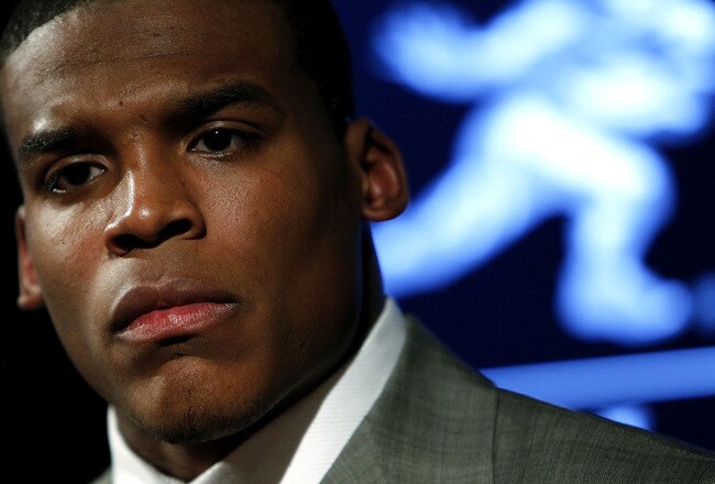 NEW YORK - DECEMBER 11:  2010 Heisman Trophy candidate Cam Newton of the Auburn University Tigers listens at a press conference at The New York Marriott Marquis on December 11, 2010 in New York City.  (Photo by Jeff Zelevansky/Getty Images)