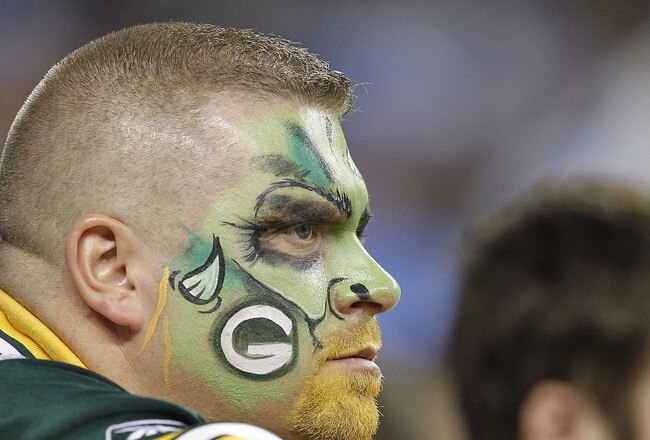 DETROIT - DECEMBER 12:  Green Bay Packers fan reacts after the Detroit Lions defeated the Green Bay Packers 7-3 at Ford Field on December 12, 2010 in Detroit, Michigan. (Photo by Leon Halip/Getty Images)