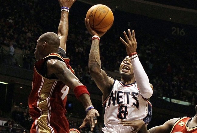 EAST RUTHERFORD, NJ - MARCH 03:  Terrence Williams #8 of the New Jersey Nets goes to the hoop against the Cleveland Cavaliers at the Izod Center on March 3, 2010 in East Rutherford, New Jersey.NOTE TO USER: User expressly acknowledges and agrees that, by downloading and or using this photograph, User is consenting to the terms and conditions of the Getty Images License Agreement.  (Photo by Jim McIsaac/Getty Images)