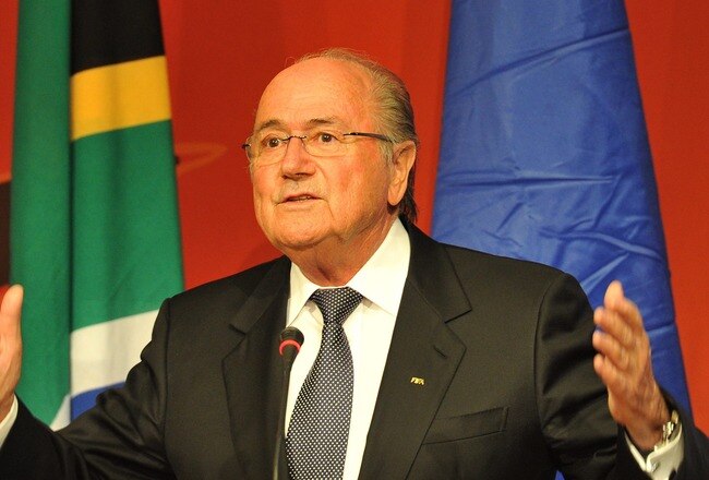 SOWETO, SOUTH AFRICA - DECEMBER 13:  FIFA President Sepp Blatter gives a speech during a media briefing at Soccer City on December 13, 2010 in Soweto, South Africa. The event was held to reflect on the legacy of the 2010 FIFA World Cup. (Photo by Gallo Images/Getty Images)