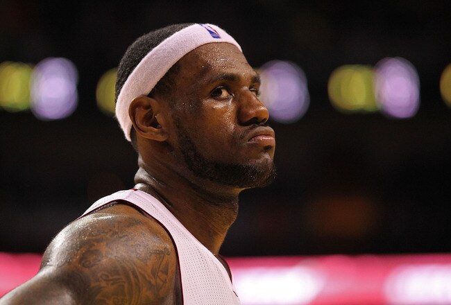 MIAMI, FL - DECEMBER 15:  LeBron James #6 of the Miami Heat watches a foul shot during a game against the Cleveland Cavaliers at American Airlines Arena on December 15, 2010 in Miami, Florida. NOTE TO USER: User expressly acknowledges and agrees that, by downloading and/or using this Photograph, User is consenting to the terms and conditions of the Getty Images License Agreement.  (Photo by Mike Ehrmann/Getty Images)