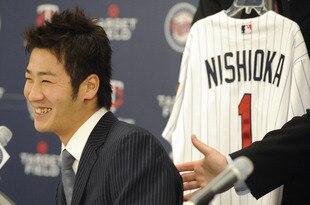 MINNEAPOLIS, MN - DECEMBER 18: Tsuyoshi Nishioka #1 of the Minnesota Twins speaks to members of the media during a press conference on December 18, 2010 at Target Field in Minneapolis, Minnesota. (Photo by Hannah Foslien/Getty Images)